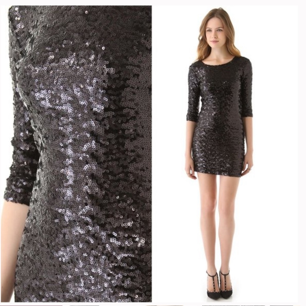 BB DAKOTA NEVA body con black sequin dress